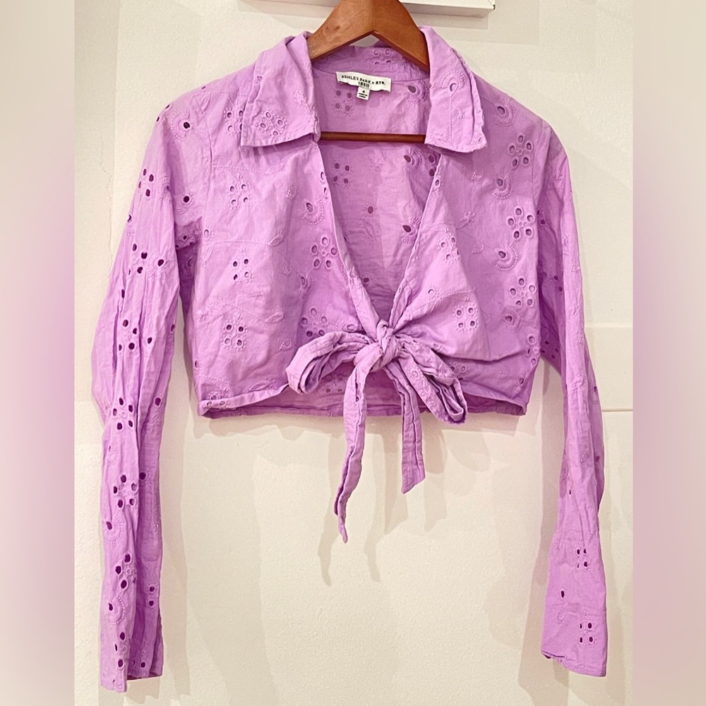 Ashley Park x RTR Lavender Tie-Front Blouse and Skirt Set